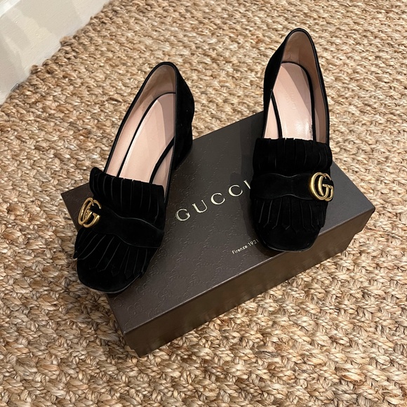Gucci Shoes - Gucci Black Suede Mid Loafer Excellent Condition